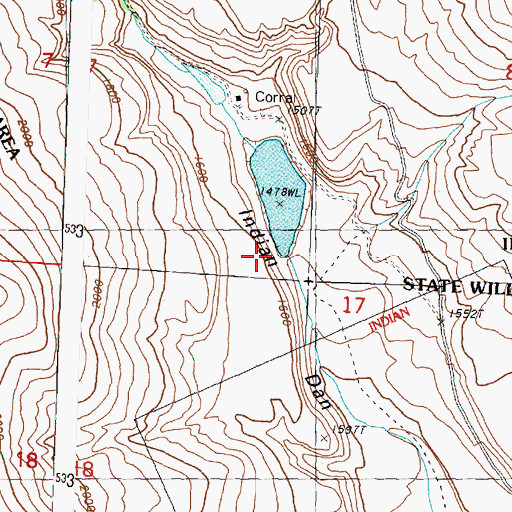 Topographic Map of Indian Dan Canyon Dam, WA