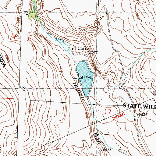 Topographic Map of Indian Dan Canyon Reservoir, WA