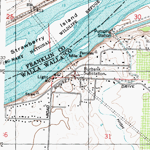 Topographic Map of Burbank Substation, WA