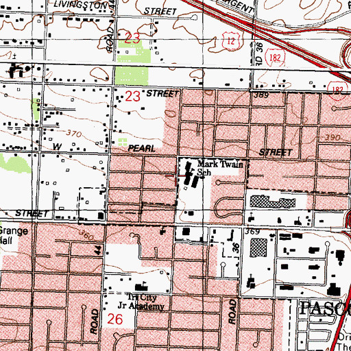 Topographic Map of Mark Twain Elementary School, WA