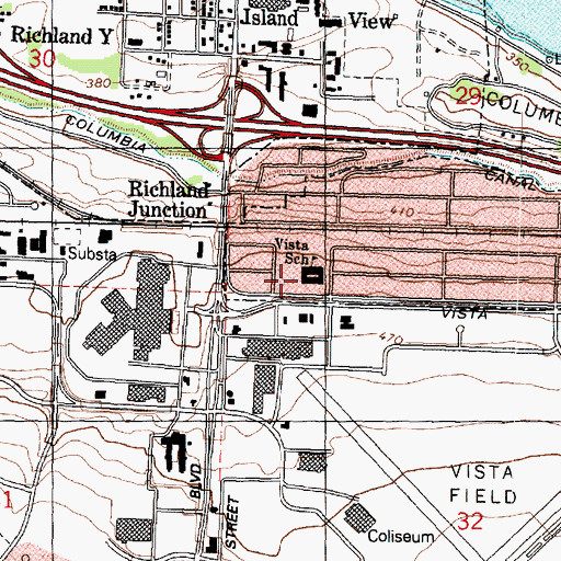 Topographic Map of Vista Elementary School, WA