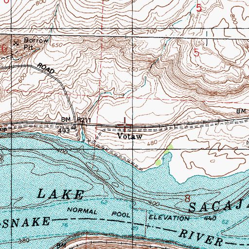 Topographic Map of Votaw, WA