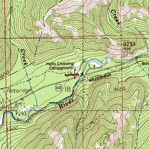 Topographic Map of Hells Crossing Campground, WA