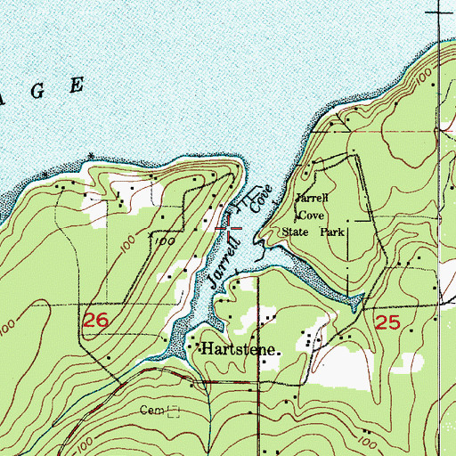 Topographic Map of Jarrell Cove, WA