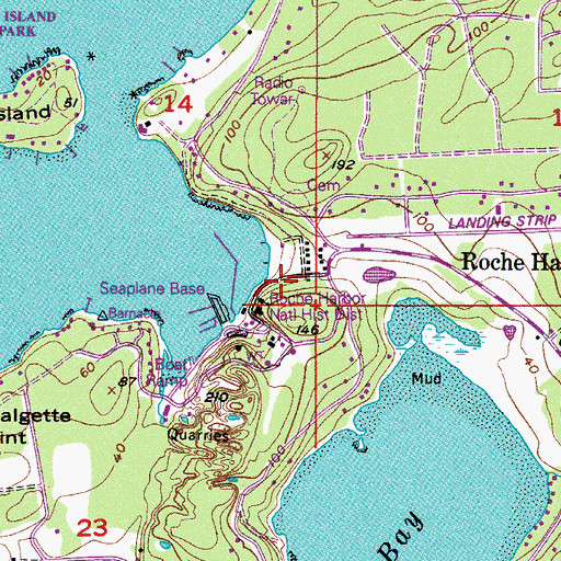 Topographic Map of Roche Harbor, WA