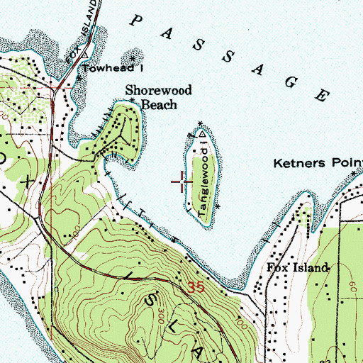 Topographic Map of Tanglewood Island, WA