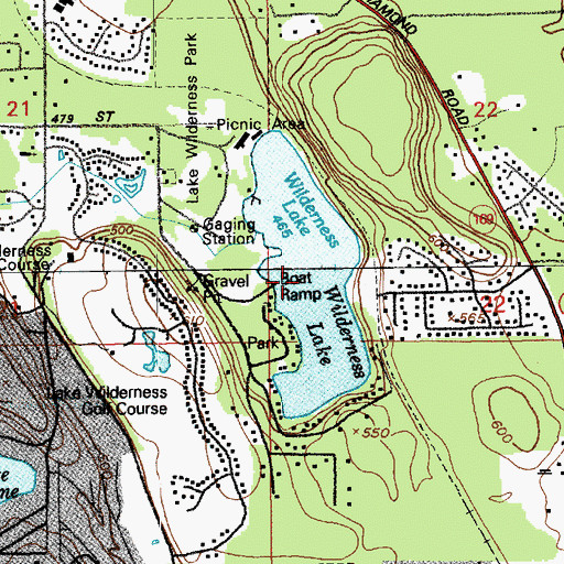 Topographic Map of Wilderness Lake, WA