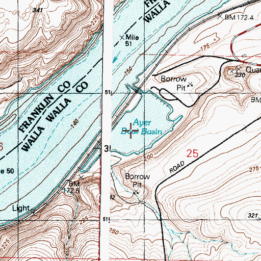 Topographic Map of Ayer Boat Basin, WA