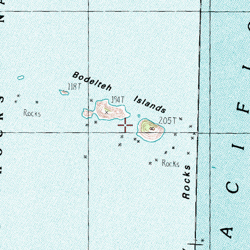 Topographic Map of Bodelteh Islands, WA