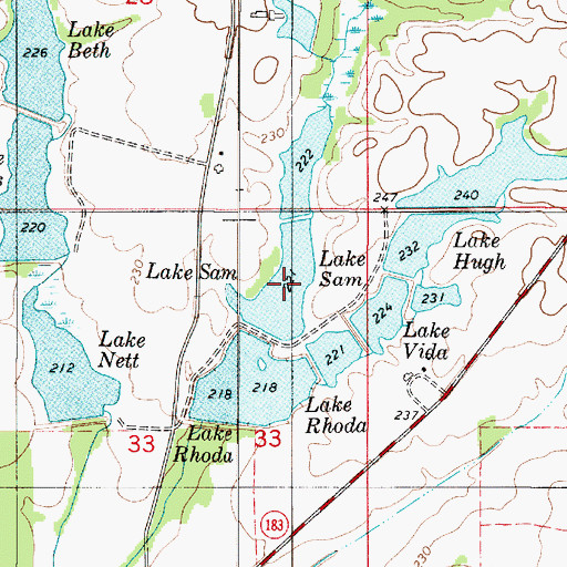 Topographic Map of Lake Sam, AL