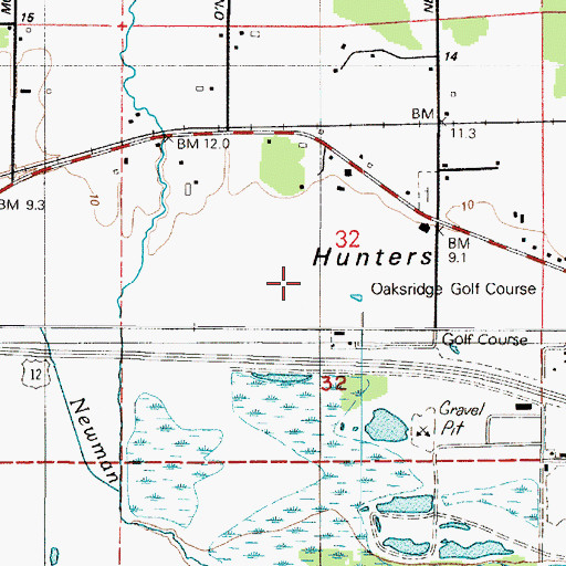 Topographic Map of Oaks Ridge Golf Course, WA