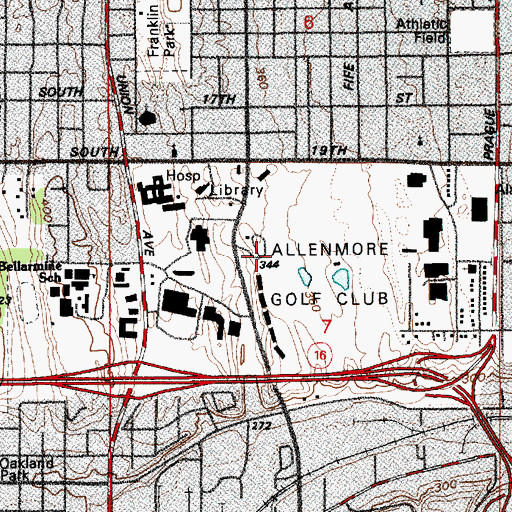Topographic Map of Allenmore Golf Club, WA