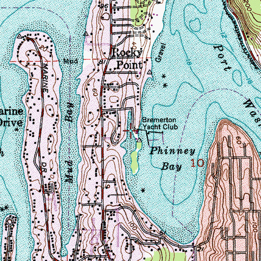 Topographic Map of Bremerton Yacht Club, WA