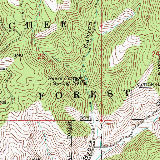 Topographic Map of Byers Canyon Spring Number 1, WA