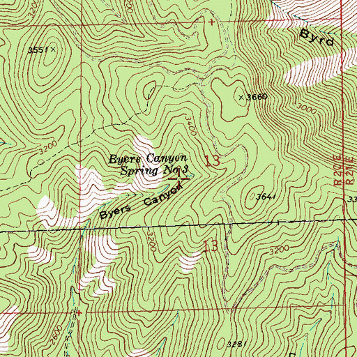 Topographic Map of Byers Canyon Spring Number 3, WA