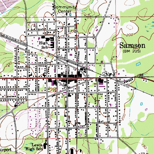 Topographic Map of Samson, AL
