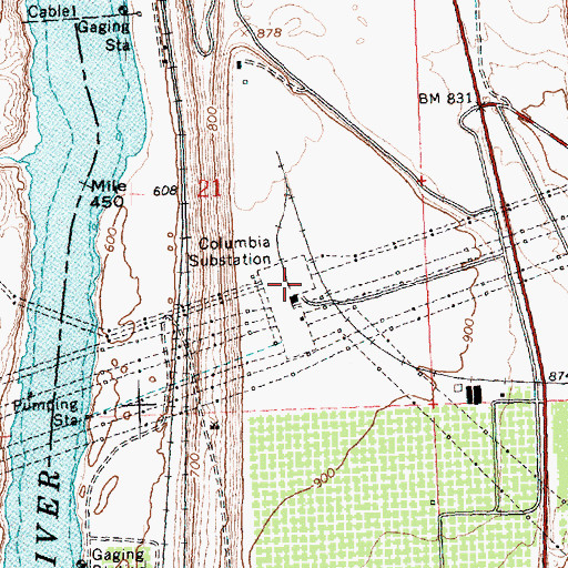 Topographic Map of Columbia Substation, WA