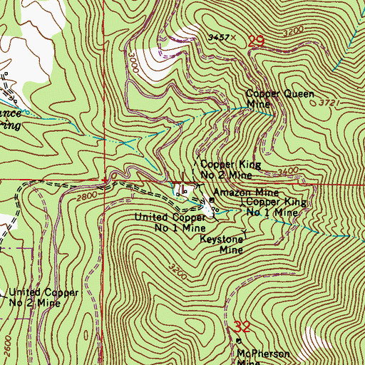Topographic Map of Copper King Number 2 Mine, WA