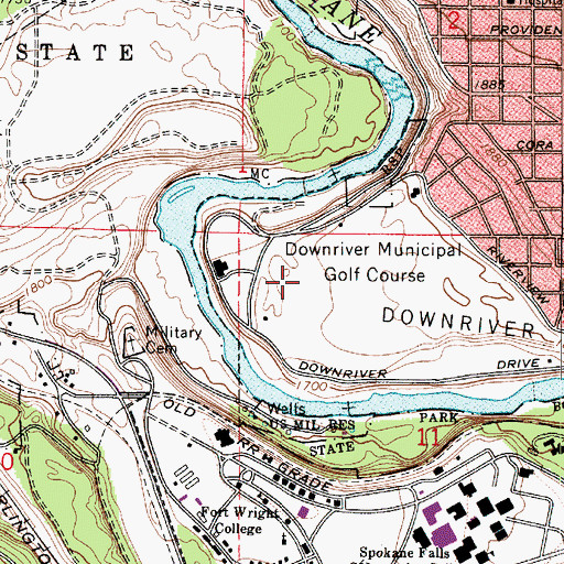Topographic Map of Downriver Municipal Golf Course, WA
