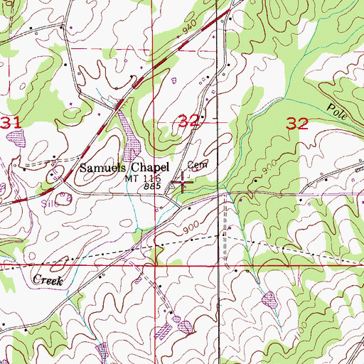 Topographic Map of Samuels Chapel, AL