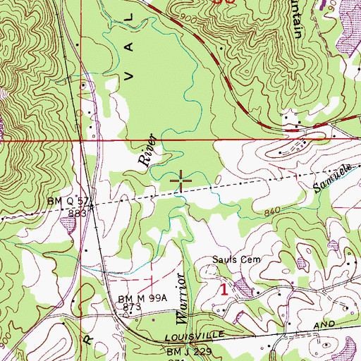 Topographic Map of Samuels Chapel Creek, AL