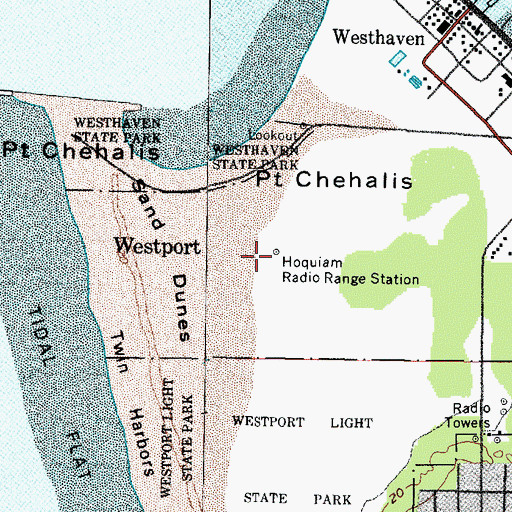 Topographic Map of Hoquiam Radio Range Station, WA