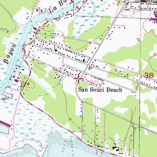Topographic Map of San Souci Beach, AL