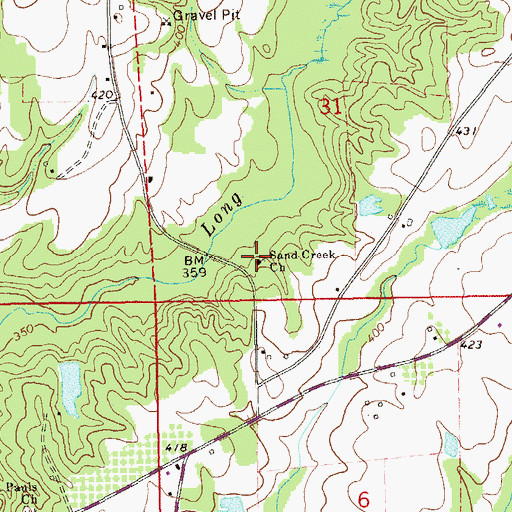 Topographic Map of Sand Creek Church, AL