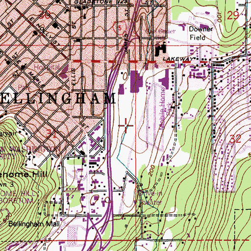 Topographic Map of Lakeway Golf Course, WA