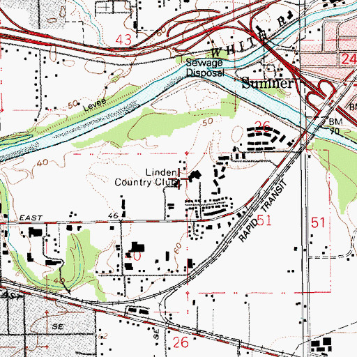 Topographic Map of Linden Country Club, WA