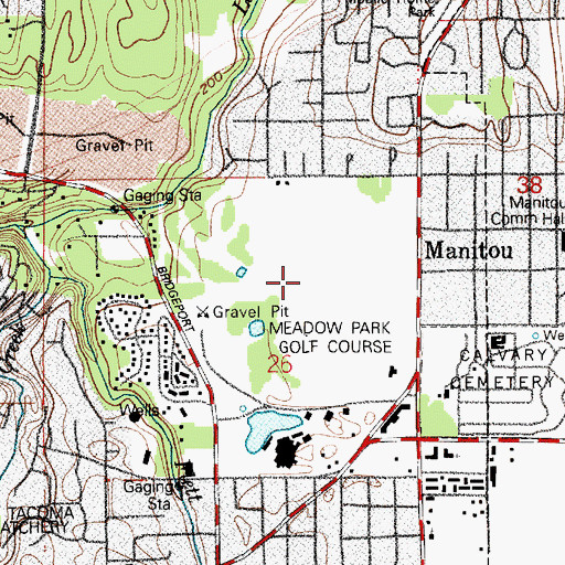 Topographic Map of Meadow Park Golf Course, WA