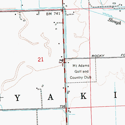Topographic Map of Mount Adams Golf and Country Club, WA