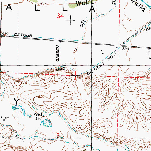 Topographic Map of Mud District Number 2 Canal, WA