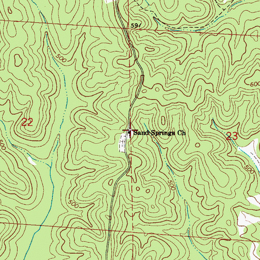 Topographic Map of Sand Springs Baptist Church, AL