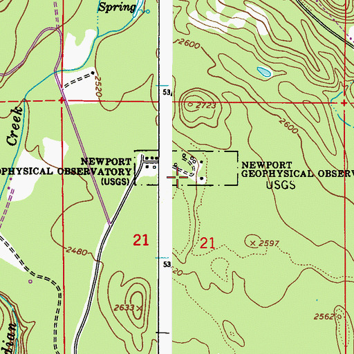 Topographic Map of Newport Geophysical Observatory, WA