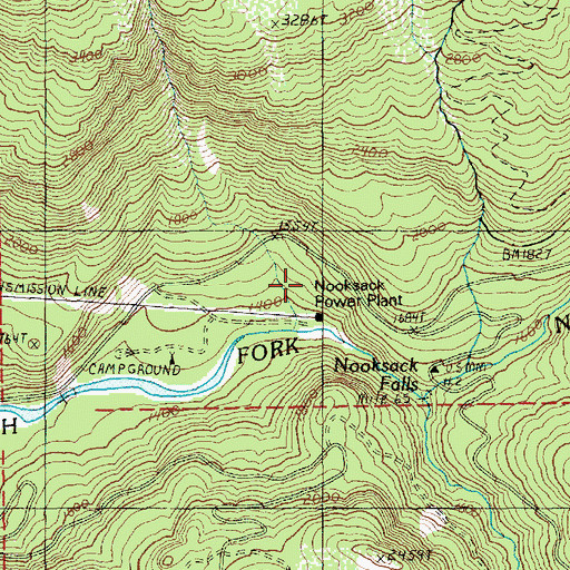 Topographic Map of Nooksack Power Plant, WA
