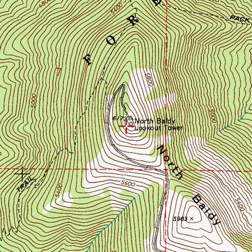 Topographic Map of North Baldy Lookout Tower, WA