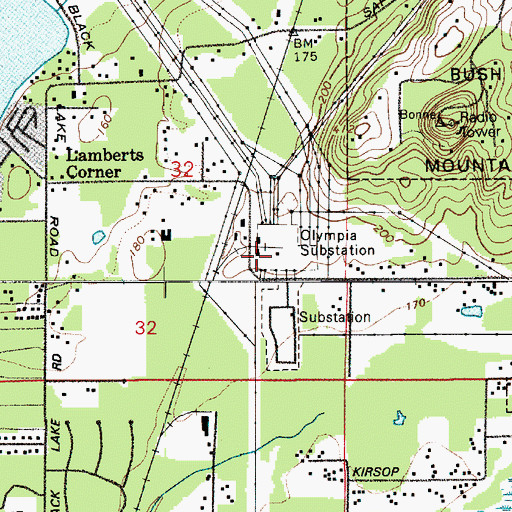 Topographic Map of Olympia Substation, WA