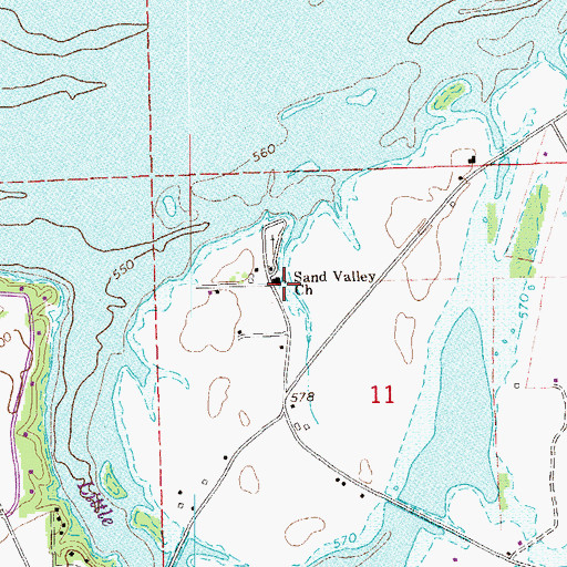 Topographic Map of Sand Valley Baptist Church, AL