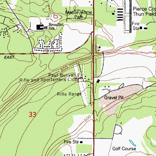 Topographic Map of Paul Bunyan Rifle and Sportsmens Club, WA
