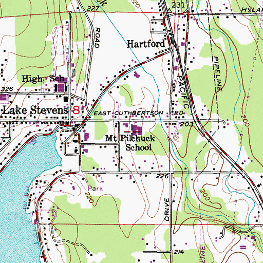 Topographic Map of Mount Pilchuck School, WA