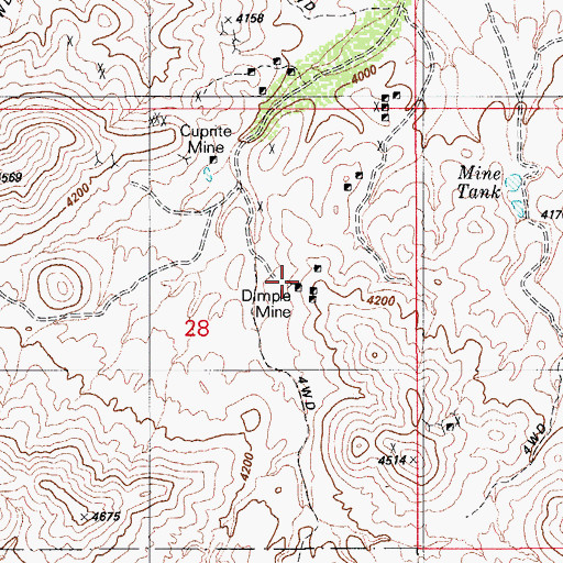 Topographic Map of Dimple Mine, AZ
