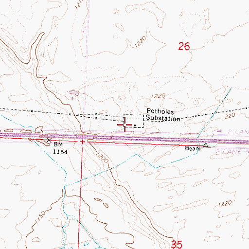 Topographic Map of Potholes Substation, WA