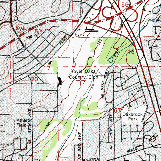 Topographic Map of Royal Oaks Country Club, WA