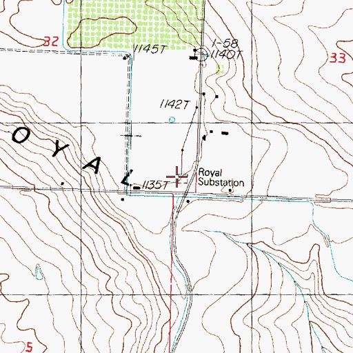 Topographic Map of Royal Substation, WA