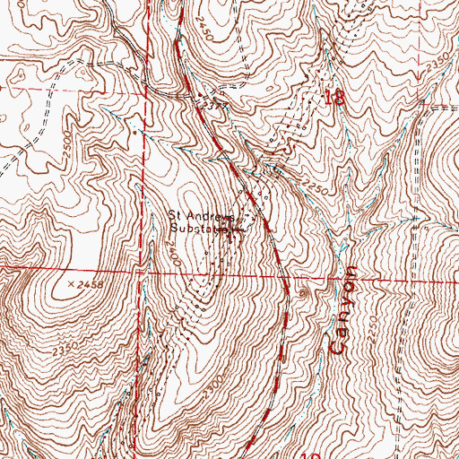 Topographic Map of Saint Andrews Substation, WA