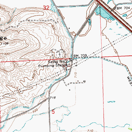 Topographic Map of Satus Number 2 Pumping Station, WA