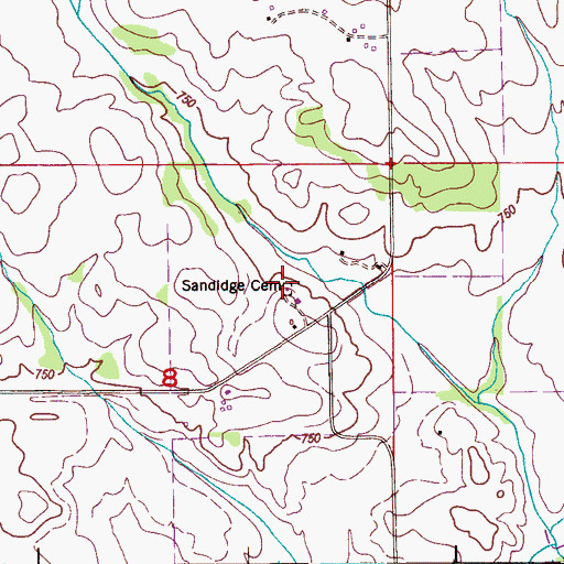 Topographic Map of Sandidge Cemetery, AL