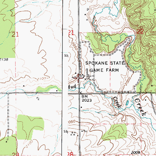Topographic Map of Spokane State Game Farm, WA