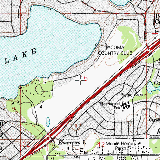 Topographic Map of Tacoma Country Club, WA